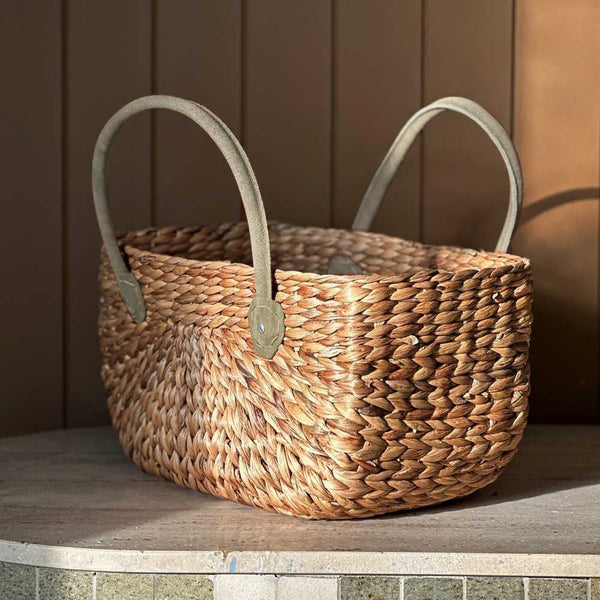 Suede Handle Harvest Basket | Forest Green | Various Sizes by Robert Gordon. Australian Art Prints, Gifts, Fashion and Homewares. Green Door Decor. www.greendoordecor.com.au