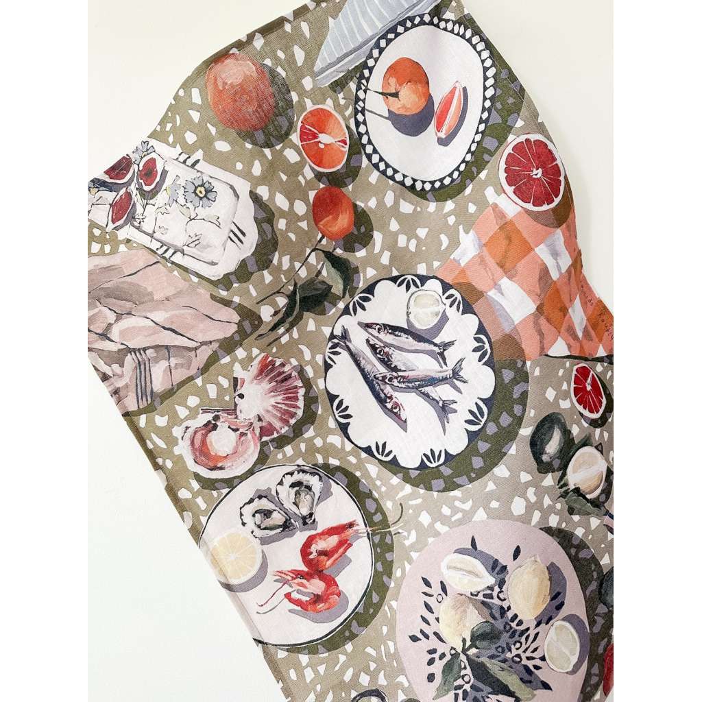 Table By The Sea Linen Tea Towel | Whitney Spicer Art. Australian Art Prints and Homewares. Green Door Decor. www.greendoordecor.com.au