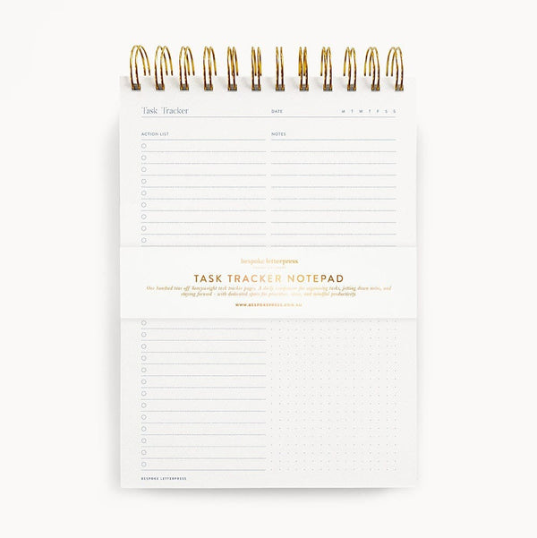 Task Tracker Ringbound Notepad by Bespoke Letterpress. Australian Art Prints and Homewares. Green Door Decor. www.greendoordecor.com.au
