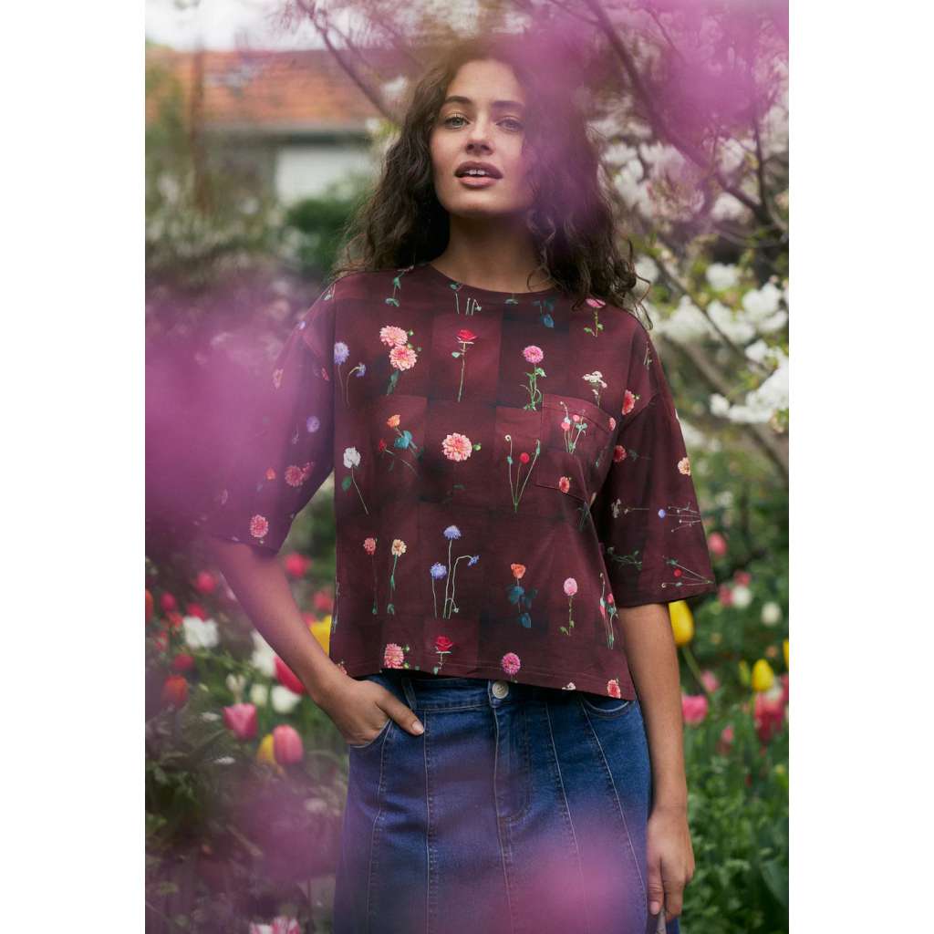 Tasmin Boxy Tee | Bloom Tile by Nancybird. Australian Art Prints, Gifts, Fashion and Homewares. Green Door Decor. www.greendoordecor.com.au