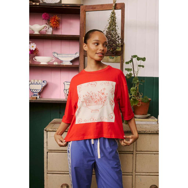 Tasmin Boxy Tee | Red Vase by Nancybird. Australian Art Prints and Homewares. Green Door Decor. www.greendoordecor.com.au