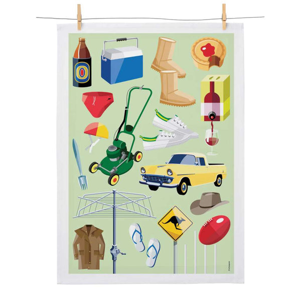 'Aussie As' Tea Towel by Wilson Payne. Australian Art Prints and Homewares. Green Door Decor. www.greendoordecor.com.au