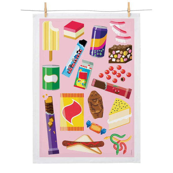 'Aussie Snacks Too' Tea Towel by Wilson Payne. Australian Art Prints and Homewares. Green Door Decor. www.greendoordecor.com.au
