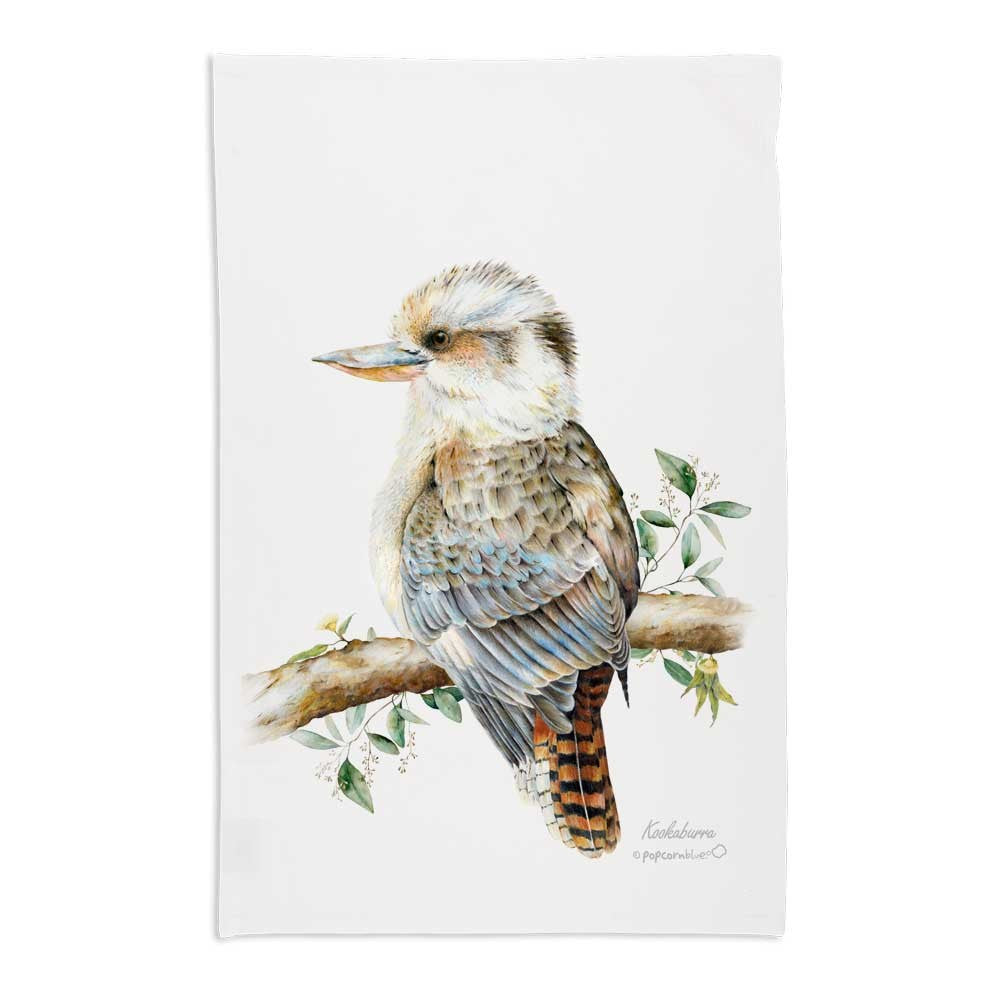 Kyah the Kookaburra | Tea Towel by Popcorn Blue. Australian Art Prints, Gifts, Fashion and Homewares. Green Door Decor. www.greendoordecor.com.au