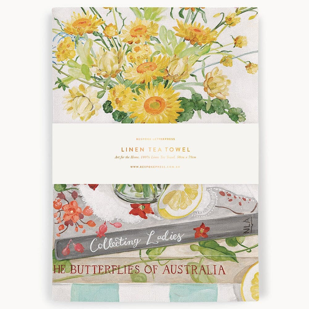 Linen Tea Towel | Native Wildflowers by Bespoke Letterpress. Australian Art Prints, Fashion and Homewares. Green Door Decor. www.greendoordecor.com.au