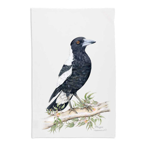 Proud Magpie | Tea Towel by Popcorn Blue. Australian Art Prints, Gifts, Fashion and Homewares. Green Door Decor. www.greendoordecor.com.au