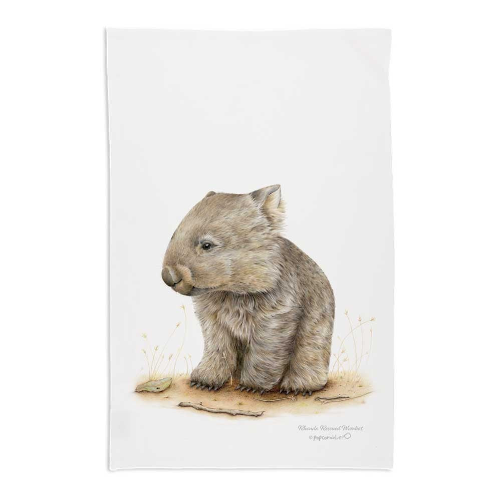 Rhonda the Wombat | Tea Towel by Popcorn Blue. Australian Art Prints, Gifts, Fashion and Homewares. Green Door Decor. www.greendoordecor.com.au
