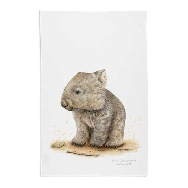 Rhonda the Wombat | Tea Towel by Popcorn Blue. Australian Art Prints, Gifts, Fashion and Homewares. Green Door Decor. www.greendoordecor.com.au
