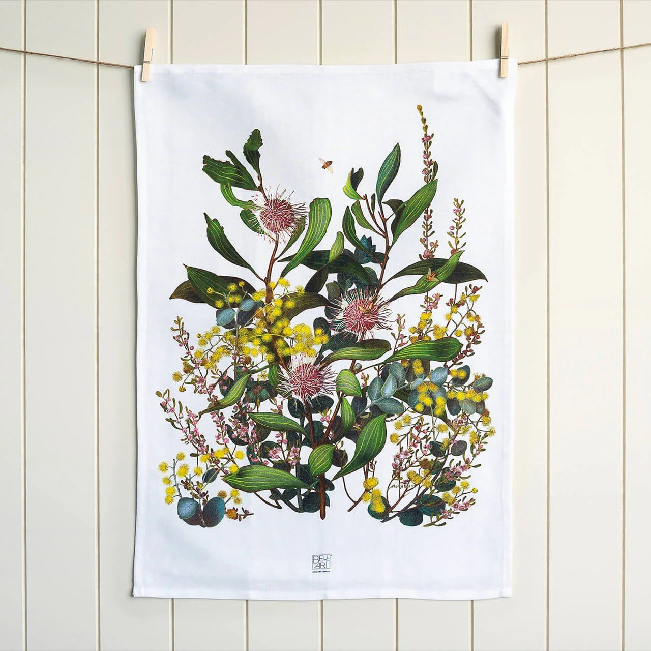 Australian Native Tea Towel | Three for Honey by Bell Art. Australian Art Prints and Homewares. Green Door Decor. www.greendoordecor.com.au