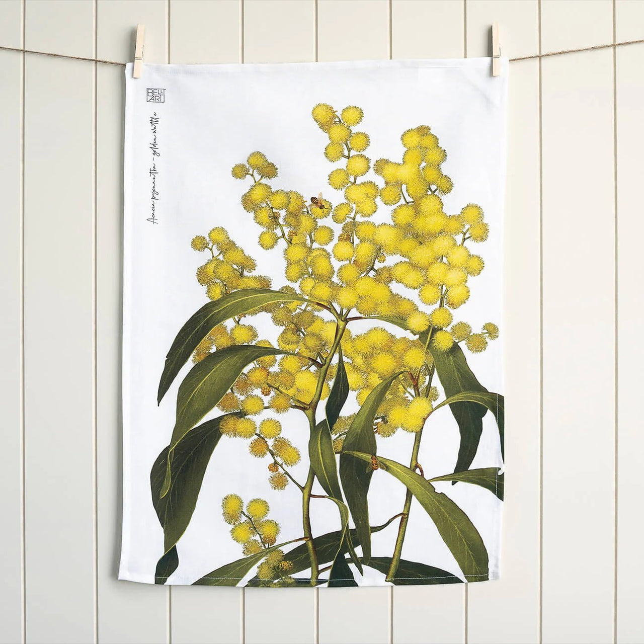 Australian Native Tea Towel | Wattle by Bell Art. Australian Art Prints and Homewares. Green Door Decor. www.greendoordecor.com.au