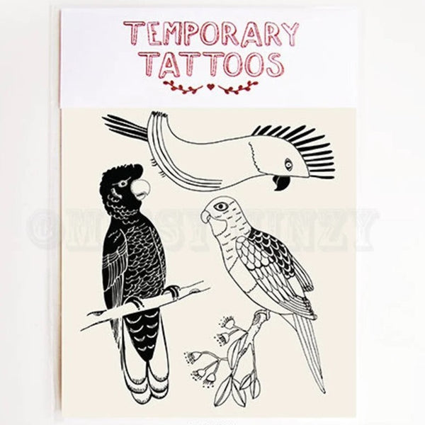 Temporary Tattoos - 'Australiana Birds' by Missy Minzy. Australian Art Prints and Homewares. Green Door Decor. www.greendoordecor.com.au
