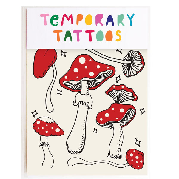 Temporary Tattoos | Red Mushrooms by Missy Minzy. Australian Art Prints, Gifts, Fashion and Homewares. Green Door Decor. www.greendoordecor.com.au