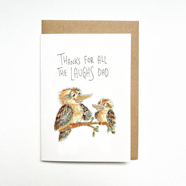 Thanks For All The Laughs Dad | Greeting Card by Well Drawn. Australian Art Prints, Gifts, Fashion and Homewares. Green Door Decor. www.greendoordecor.com.au