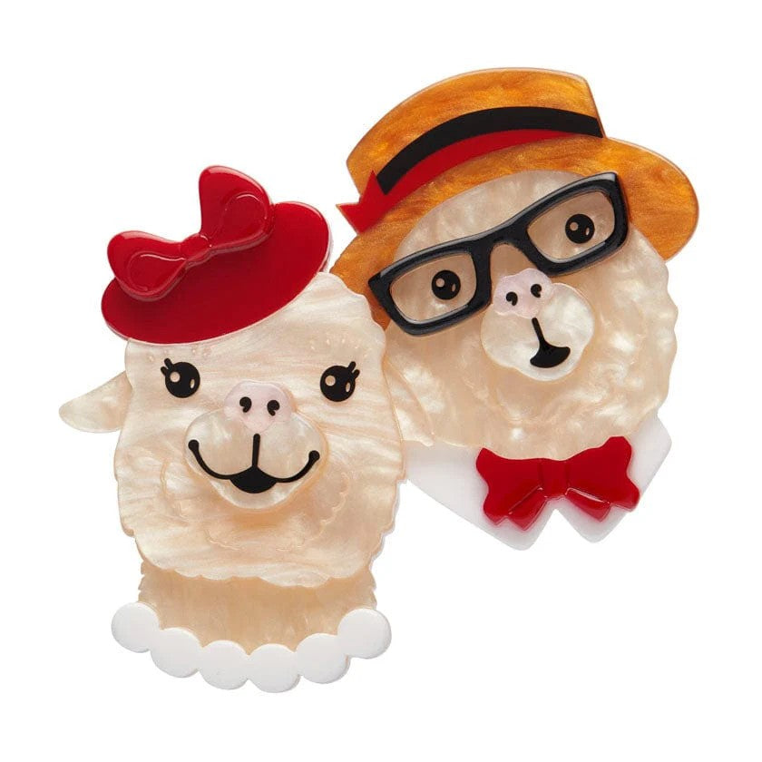 The Enamoured Alpacas Brooch | Erstwilder x Lucia Heffernan by Erstwilder. Australian Art Prints and Homewares. Green Door Decor. www.greendoordecor.com.au