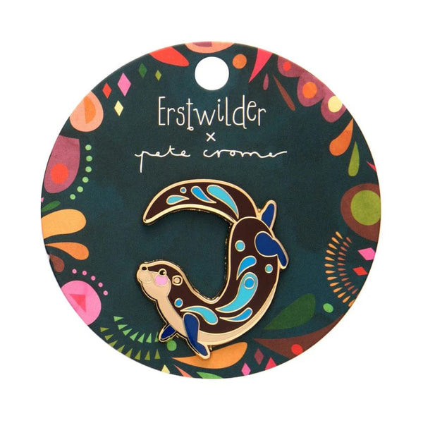 The Outgoing Otter Enamel Pin | Erstwilder x Pete Cromer. Australian Art Prints and Homewares. Green Door Decor. www.greendoordecor.com.au