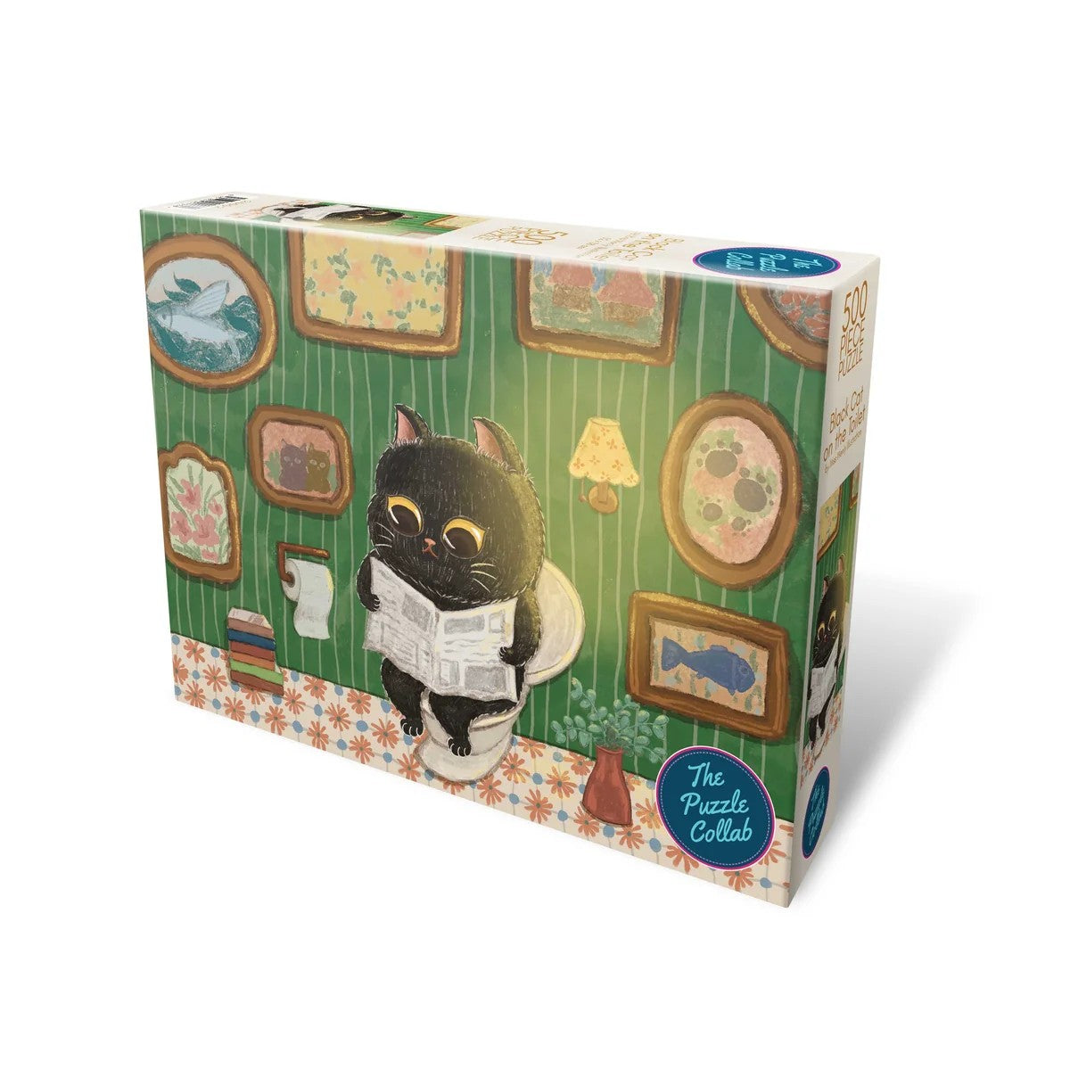 The Puzzle Collab | 500 Piece Puzzle | Black Cat on The Toilet by Weekend Hub. Australian Art Prints, Gifts, Fashion and Homewares. Green Door Decor. www.greendoordecor.com.au