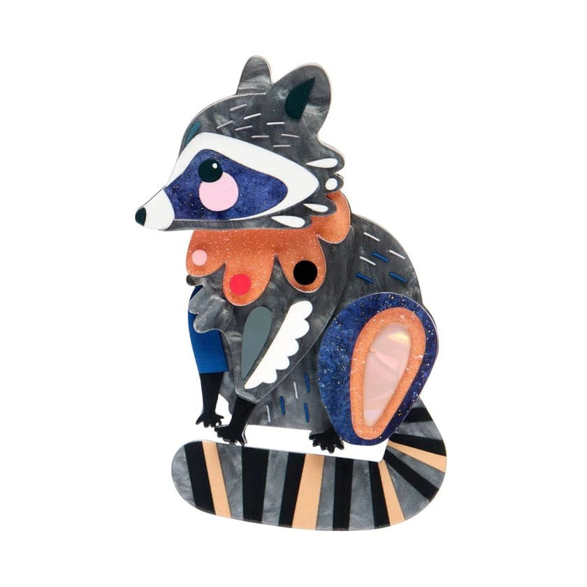 The Resourceful Raccoon Brooch | Erstwilder x Pete Cromer. Australian Art Prints and Homewares. Green Door Decor. www.greendoordecor.com.au