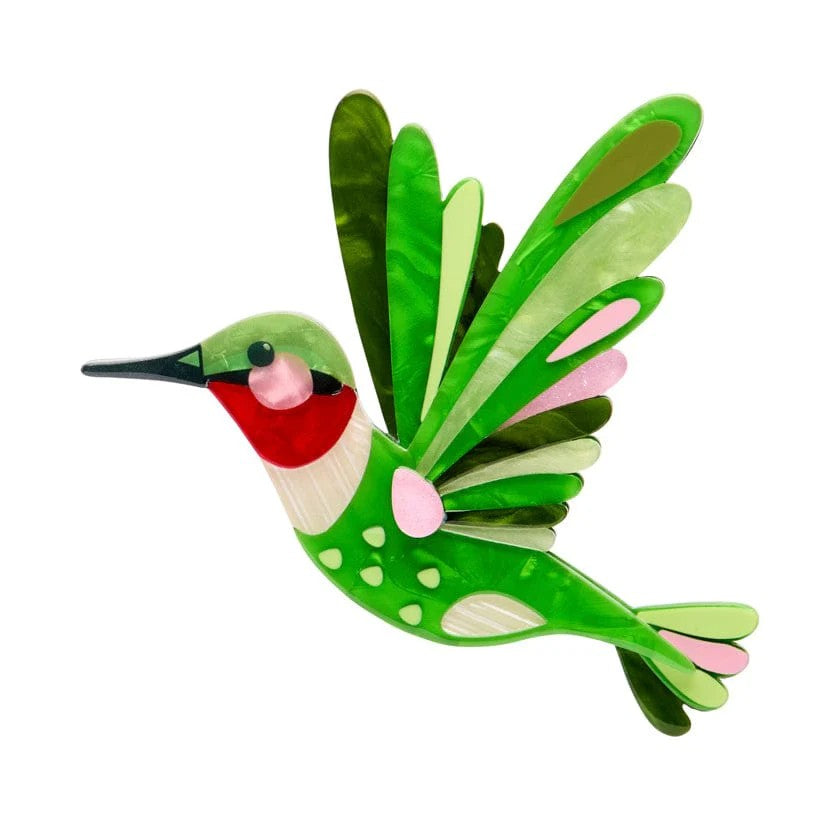 The Riveting Ruby-Throated Hummingbird Brooch | Erstwilder x Pete Cromer. Australian Art Prints and Homewares. Green Door Decor. www.greendoordecor.com.au