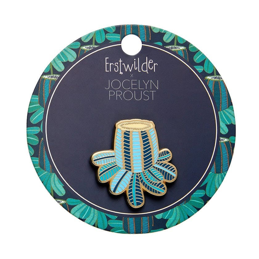 The Wild Banksia Enamel Pin | Erstwilder x Jocelyn Proust. Australian Art Prints and Homewares. Green Door Decor. www.greendoordecor.com.au