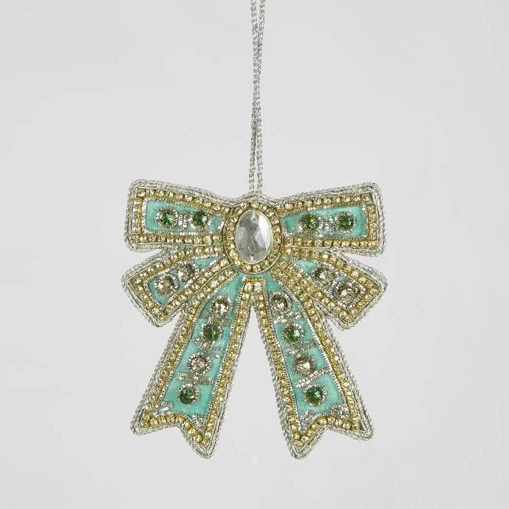 Tiffany Blue Bow | Sequin Hanging Christmas Tree Decoration by Florabelle. Australian Art Prints and Homewares. Green Door Decor. www.greendoordecor.com.au