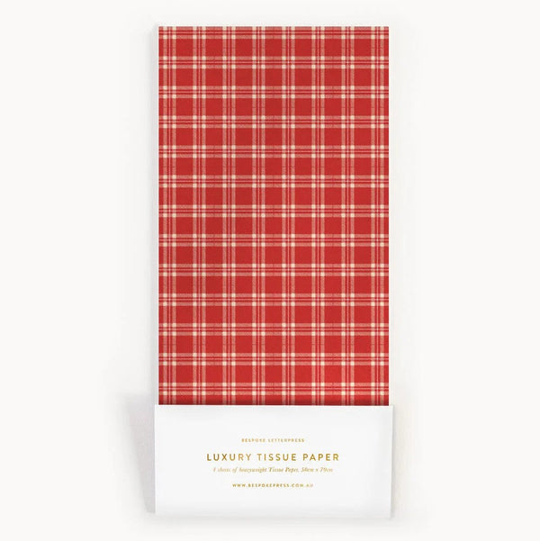 'Christmas Red Check' Tissue Paper | 4pk by Bespoke Letterpress. Australian Art Prints and Homewares. Green Door Decor. www.greendoordecor.com.au