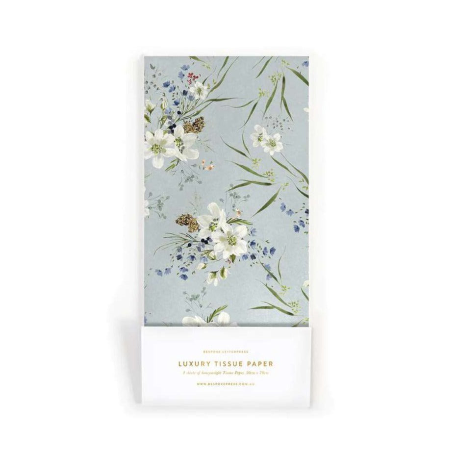 'English Garden' Tissue Paper 4pk Bespoke Letterpress Green Door