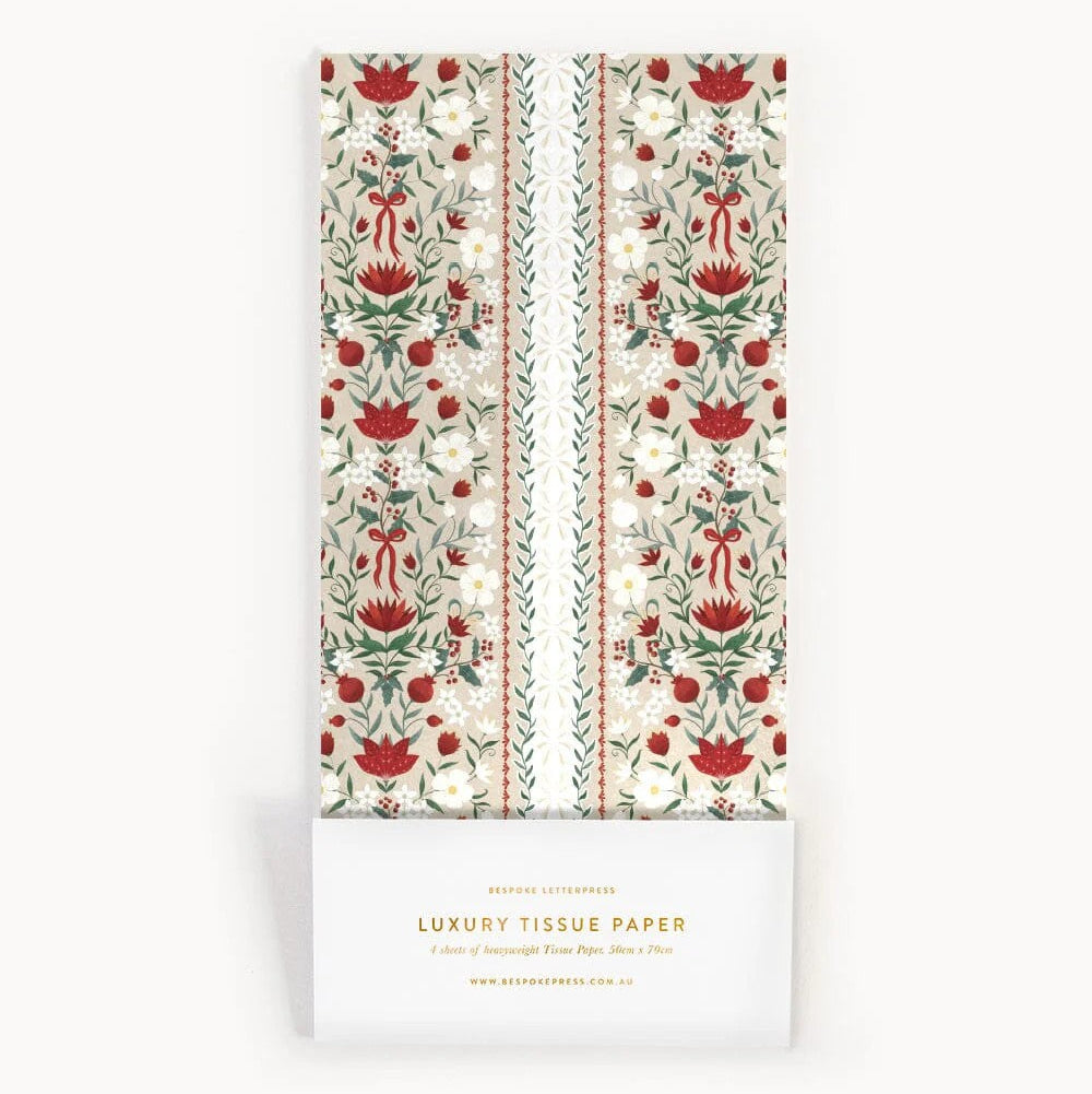 'Festive Florals' Tissue Paper | 4pk by Bespoke Letterpress. Australian Art Prints and Homewares. Green Door Decor. www.greendoordecor.com.au