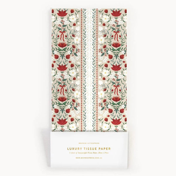'Festive Florals' Tissue Paper | 4pk by Bespoke Letterpress. Australian Art Prints and Homewares. Green Door Decor. www.greendoordecor.com.au