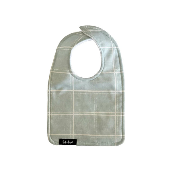Traditional Bib | Blue Grid by Bel and Bear. Australian Art Prints, Fashion and Homewares. Green Door Decor. www.greendoordecor.com.au