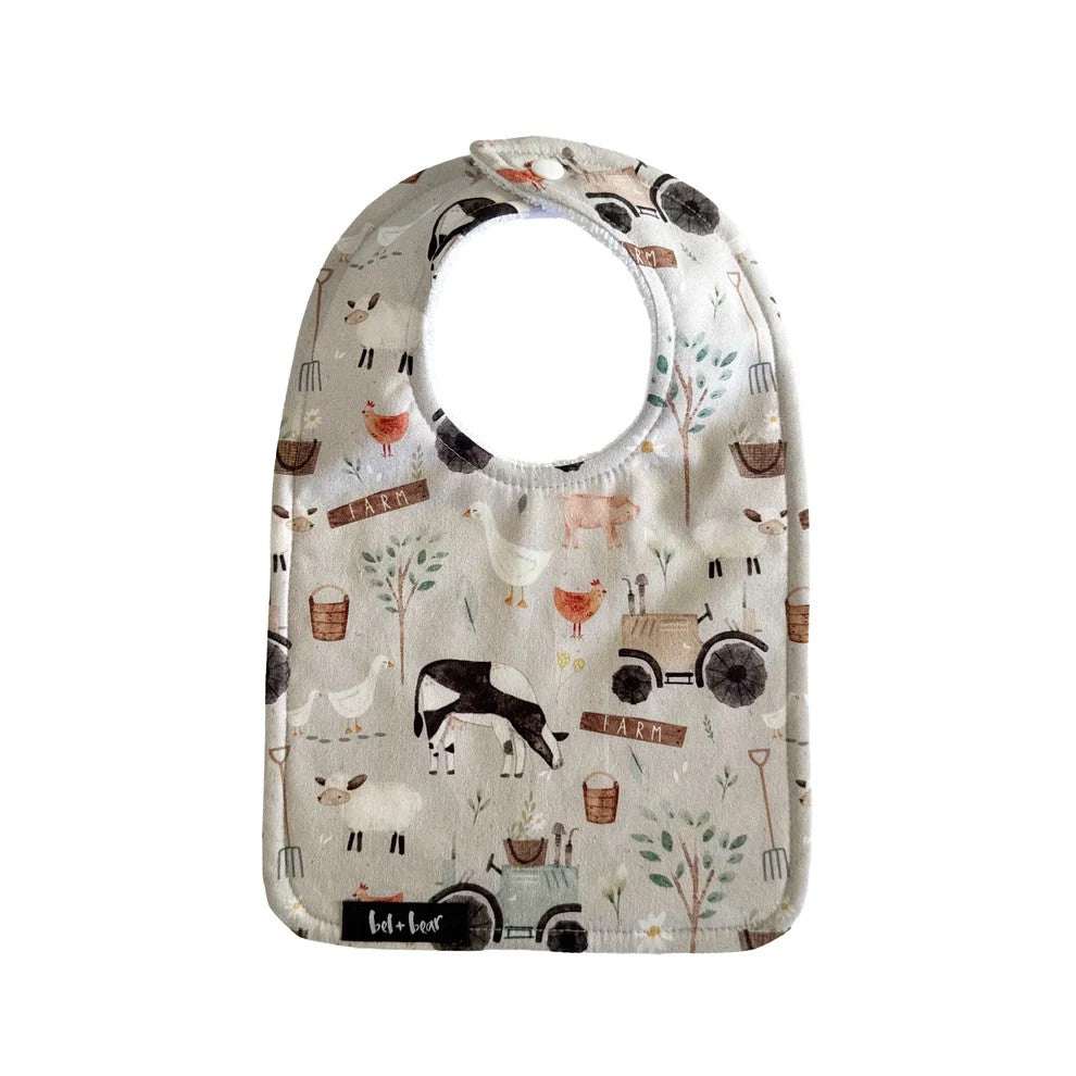 Traditional Bib | On the Farm by Bel and Bear. Australian Art Prints, Fashion and Homewares. Green Door Decor. www.greendoordecor.com.au