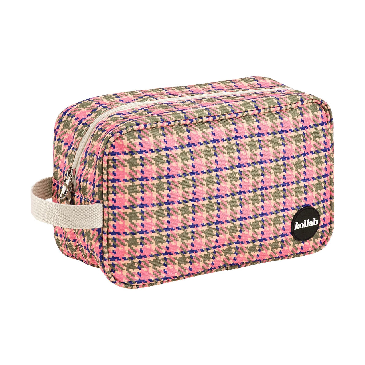 Holiday Travel Bag | Pink Houndstooth by Kollab. Australian Art Prints and Homewares. Green Door Decor. www.greendoordecor.com.au