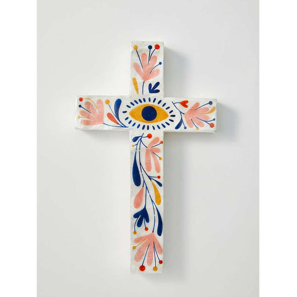 Wall Art | Tulum Cross Large Multi Eye by Jones and Co. Australian Art Prints and Homewares. Green Door Decor. www.greendoordecor.com.au