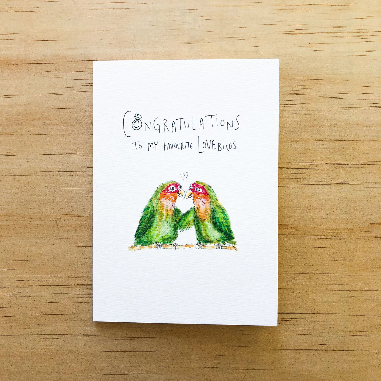 Congratulations To My Two Favourite Lovebirds | Greeting Card by Well Drawn. Australian Art Prints and Homewares. Green Door Decor. www.greendoordecor.com.au