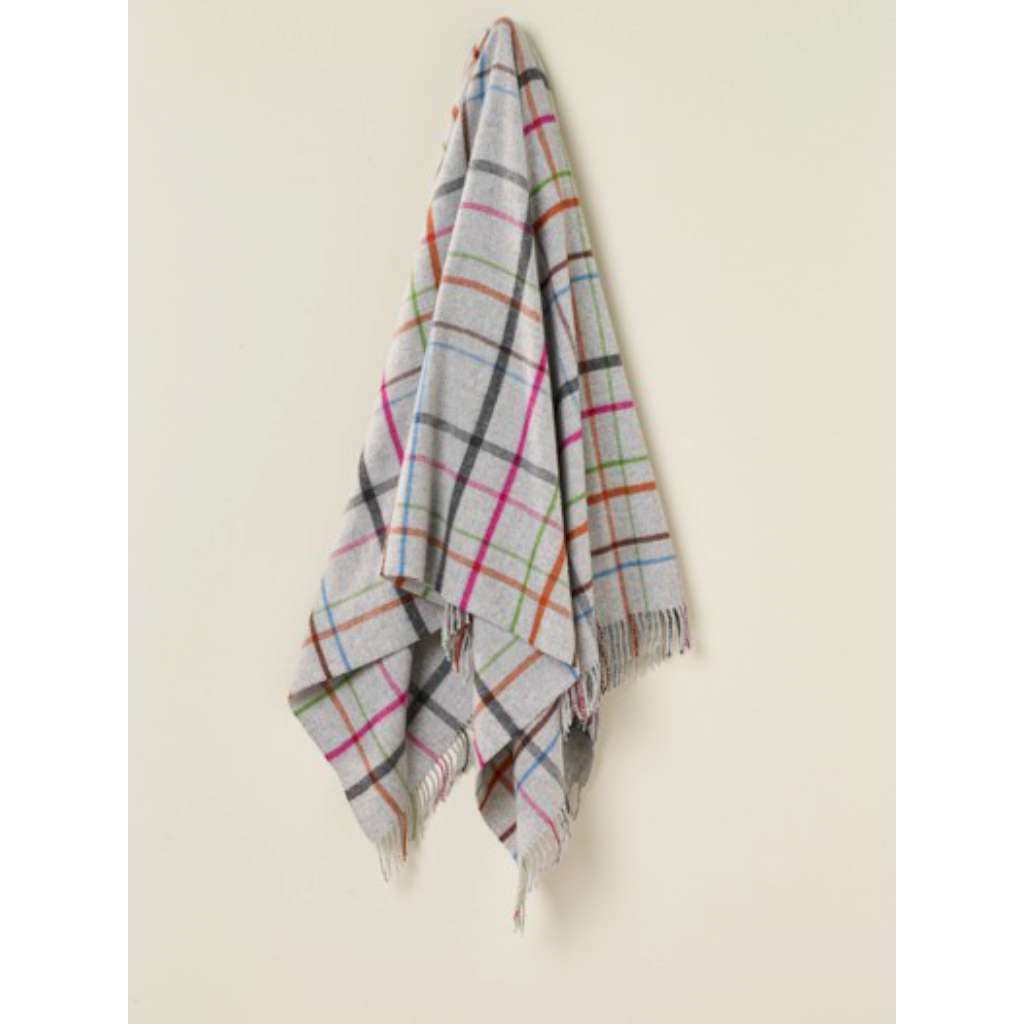 Bronte by Moon -Variegated Windowpane Design Merino Throw | Grey/Multi. Australian Art Prints and Homewares. Green Door Decor. www.greendoordecor.com.au