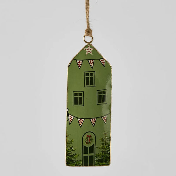 Village Enamel House - Green | Christmas Hanging Ornament by Florabelle. Australian Art Prints and Homewares. Green Door Decor. www.greendoordecor.com.au