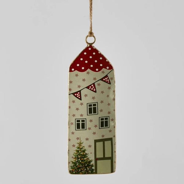 Village Enamel House - White | Christmas Hanging Ornament by Florabelle. Australian Art Prints and Homewares. Green Door Decor. www.greendoordecor.com.au