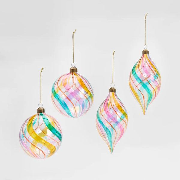 Vintage Rose Glass Baubles - Box Set of 4 | Christmas Hanging Decorations by Florabelle Living. Australian Art Prints and Homewares. Green Door Decor. www.greendoordecor.com.au