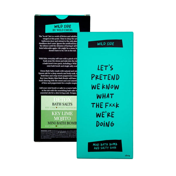 Wild Side Mini Bath Bomb & Salty Soak | Let's Pretend We Know What The F**k We're Doing by Wild Emery. Australian Art Prints, Gifts, Fashion and Homewares. Green Door Decor. www.greendoordecor.com.au