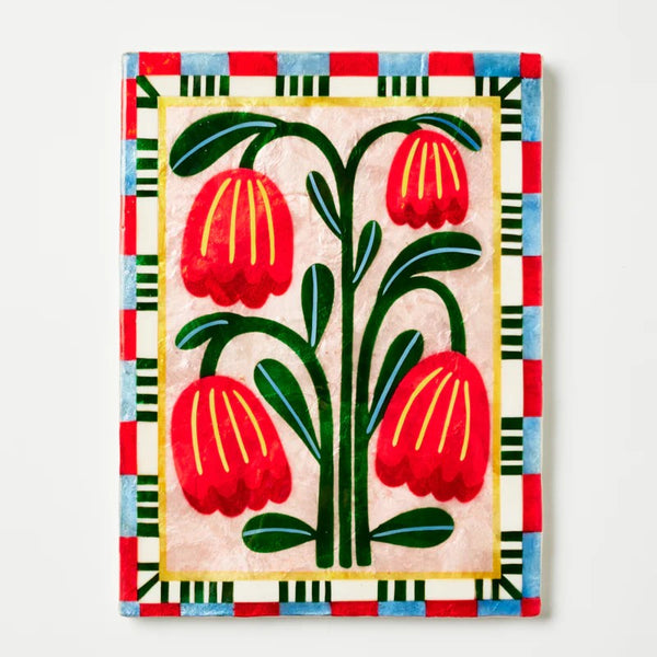Wall Tile | 'Bloom Nouveau' Red Rectangle by Jones and Co. Australian Art Prints and Homewares. Green Door Decor. www.greendoordecor.com.au