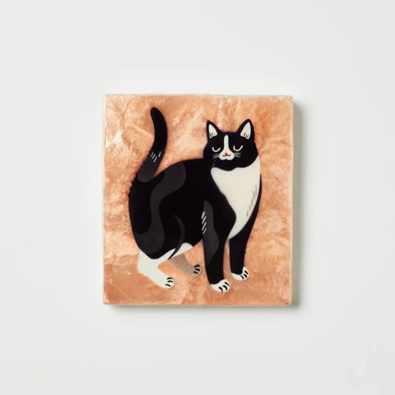 Wall Tile | Purr Shorthair Cat by Jones and Co. Australian Art Prints and Homewares. Green Door Decor. www.greendoordecor.com.au