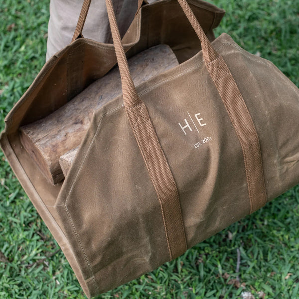 Waxed Canvas Log Carrier | Sand by Heaven in Earth. Australian Art Prints, Gifts, Fashion and Homewares. Green Door Decor. www.greendoordecor.com.au