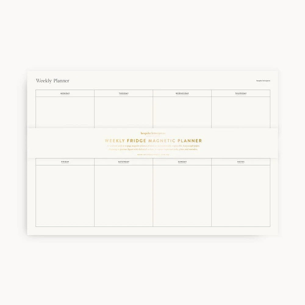 Weekly Fridge Planner by Bespoke Letterpress. Australian Art Prints, Gifts, Fashion and Homewares. Green Door Decor. www.greendoordecor.com.au
