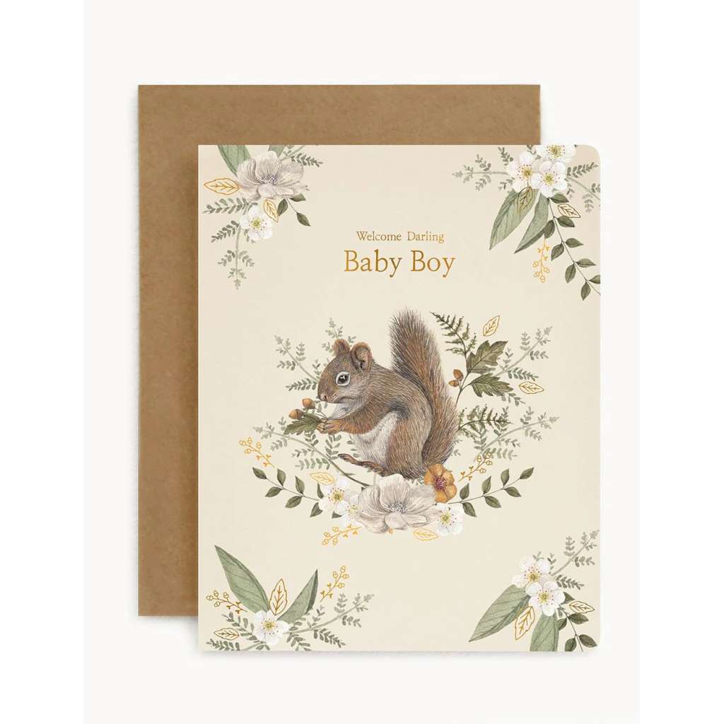 'Welcome Darling Baby Boy' Card by Bespoke Letterpress. Australian Art Prints and Homewares. Green Door Decor. www.greendoordecor.com.au