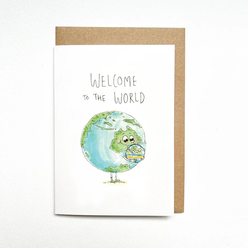 Welcome to the World | Greeting Card by Well Drawn. Australian Art Prints and Homewares. Green Door Decor. www.greendoordecor.com.au