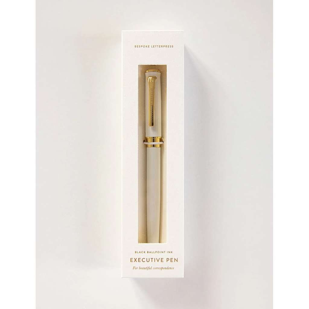 White Executive Pen (Boxed) by Bespoke Letterpress. Australian Art Prints, Gifts, Fashion and Homewares. Green Door Decor. www.greendoordecor.com.au