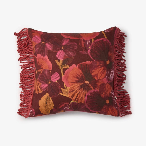 Linen Cushion (50cm) | Wild Pansy Dark Cerise by Bonnie and Neil. Australian Art Prints, Gifts, Fashion and Homewares. Green Door Decor. www.greendoordecor.com.au