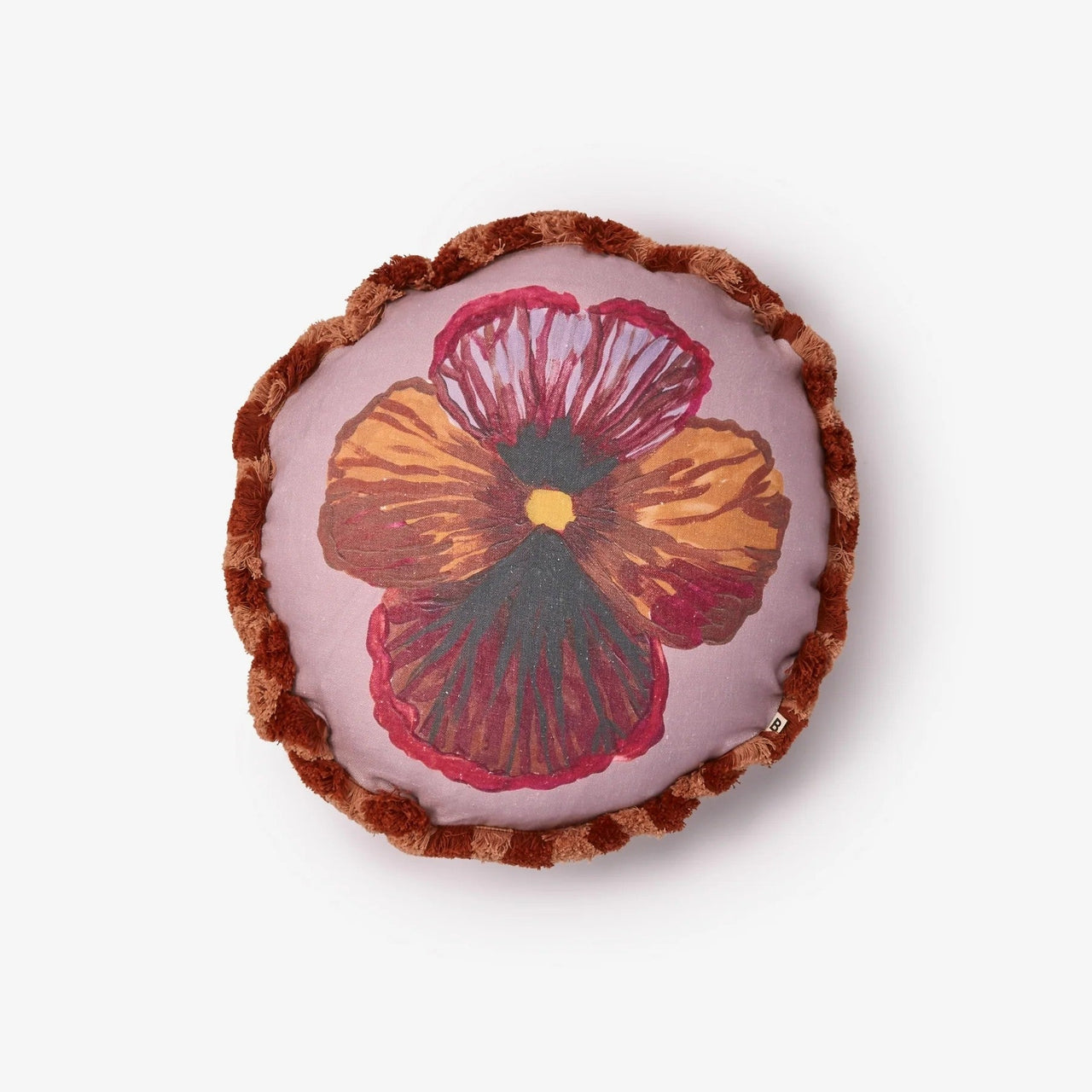 Linen Round Cushion (45cm) | Wild Pansy Lilac by Bonnie and Neil. Australian Art Prints, Gifts, Fashion and Homewares. Green Door Decor. www.greendoordecor.com.au