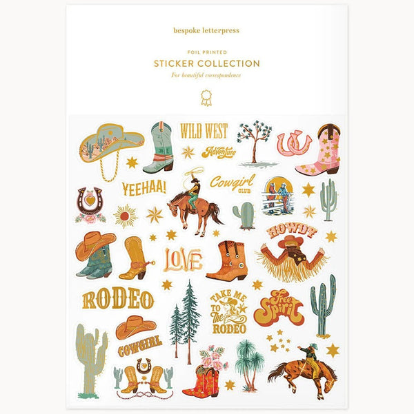 Wild Western Sticker Sheet by Bespoke Letterpress. Australian Art Prints and Homewares. Green Door Decor. www.greendoordecor.com.au