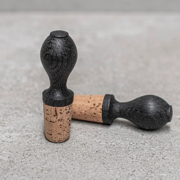 Wine Stopper | Natural Cork & Oak - Black by Heaven in Earth. Australian Art Prints, Fashion and Homewares. Green Door Decor. www.greendoordecor.com.au