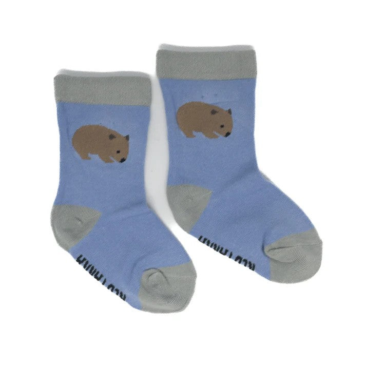 Wombat Baby Socks by Red Parka. Australian Art Prints and Homewares. Green Door Decor. www.greendoordecor.com.au